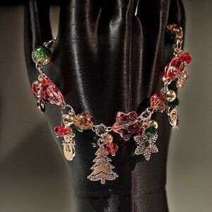 Christmas Charm Bracelet with Red and Green Accents